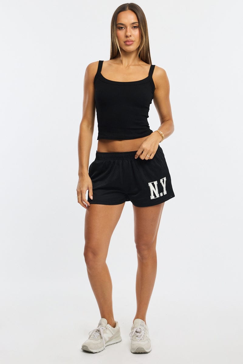 Black Tank Top Scoop Neck Rib