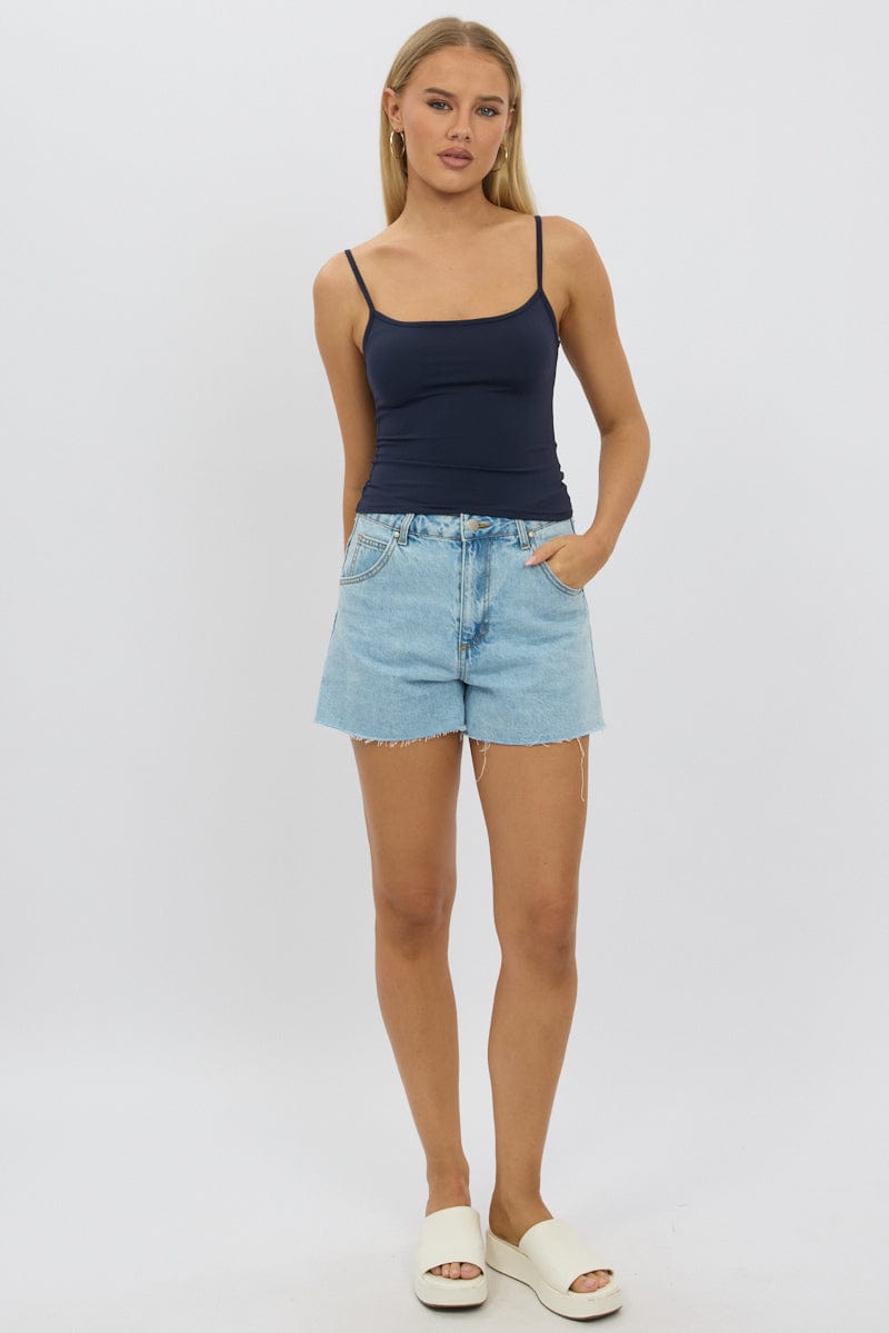 Blue Cami Top Thin Strap Supersoft