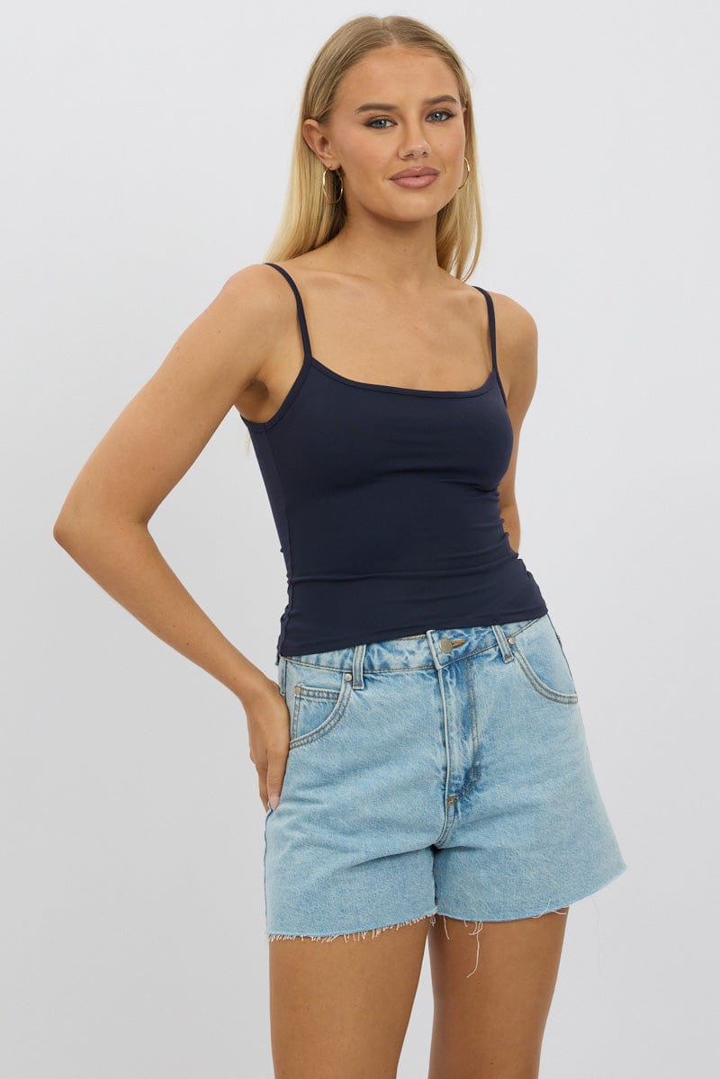 Blue Cami Top Thin Strap Supersoft