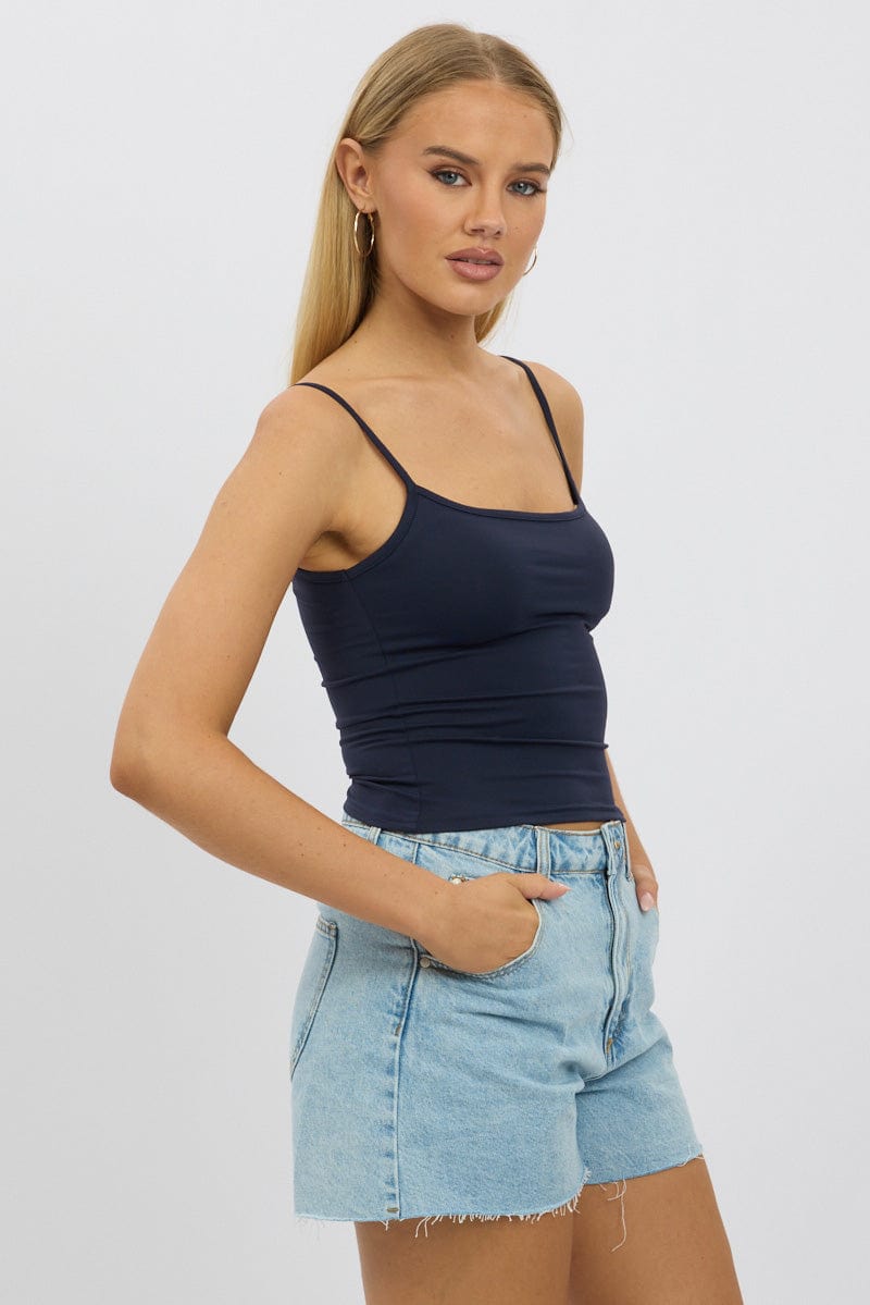 Blue Cami Top Thin Strap Supersoft