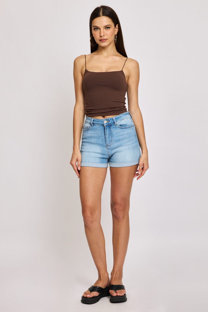 Brown Supersoft Tank Top Double Layer