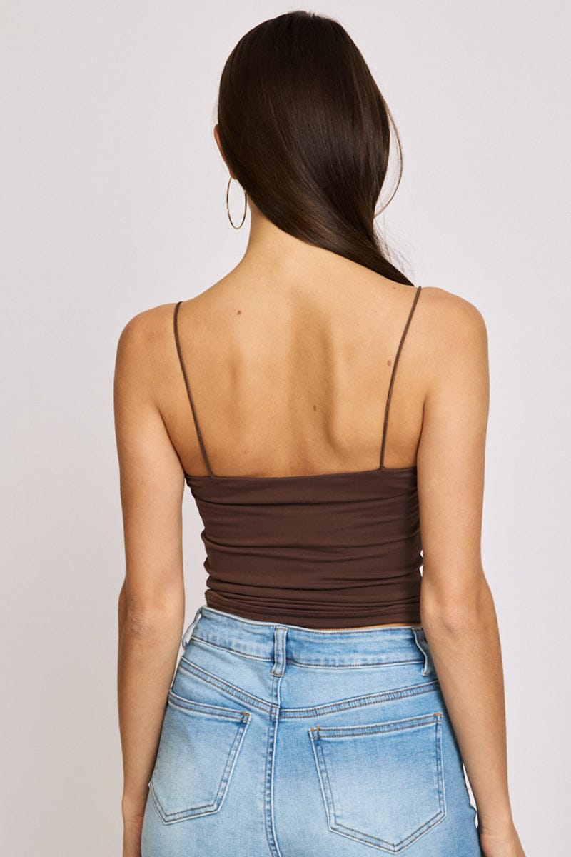 Brown Supersoft Tank Top Double Layer