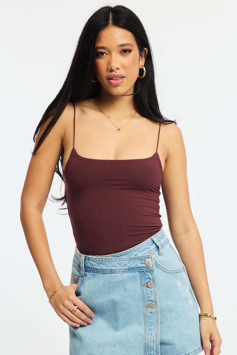 Brown Supersoft Tank Top Double Layer