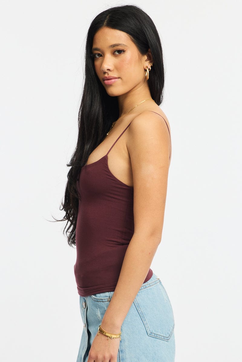 Brown Supersoft Tank Top Double Layer