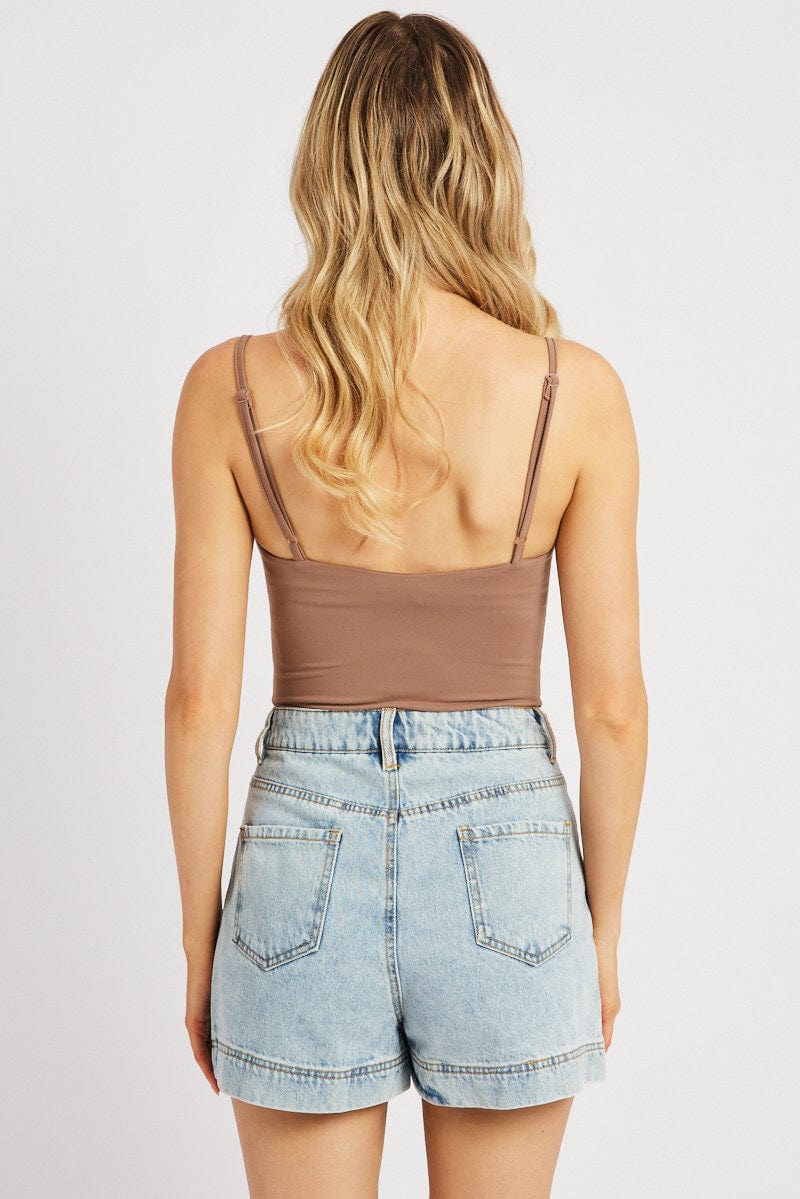 Brown Bodysuit Sleeveless Supersoft