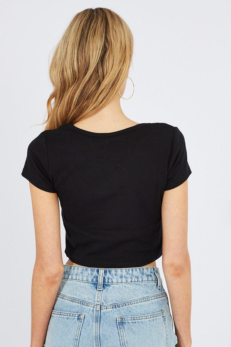 Black T-Shirt Short Sleeve Scoop Neck