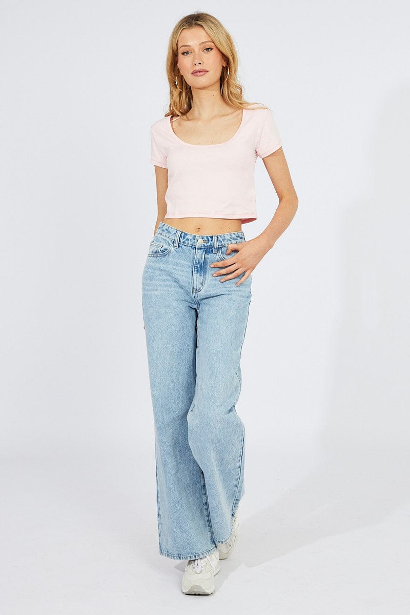 Pink T-Shirt Short Sleeve Scoop Neck