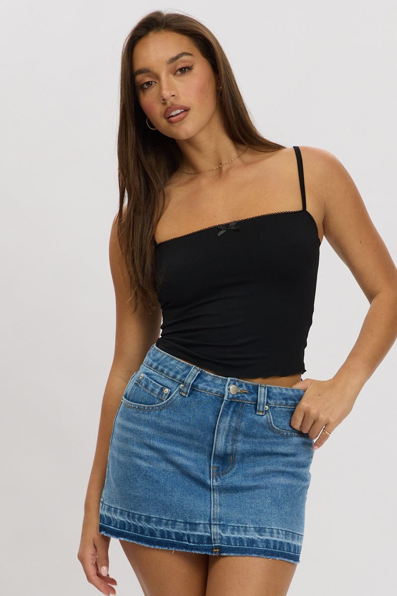 Black Tank Top Sleeveless Bow