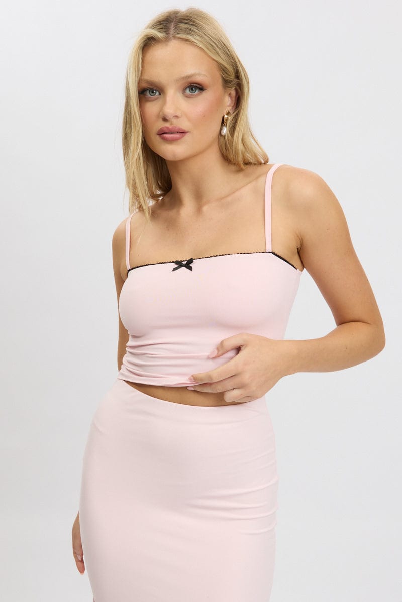 Pink Tank Top Sleeveless Bow