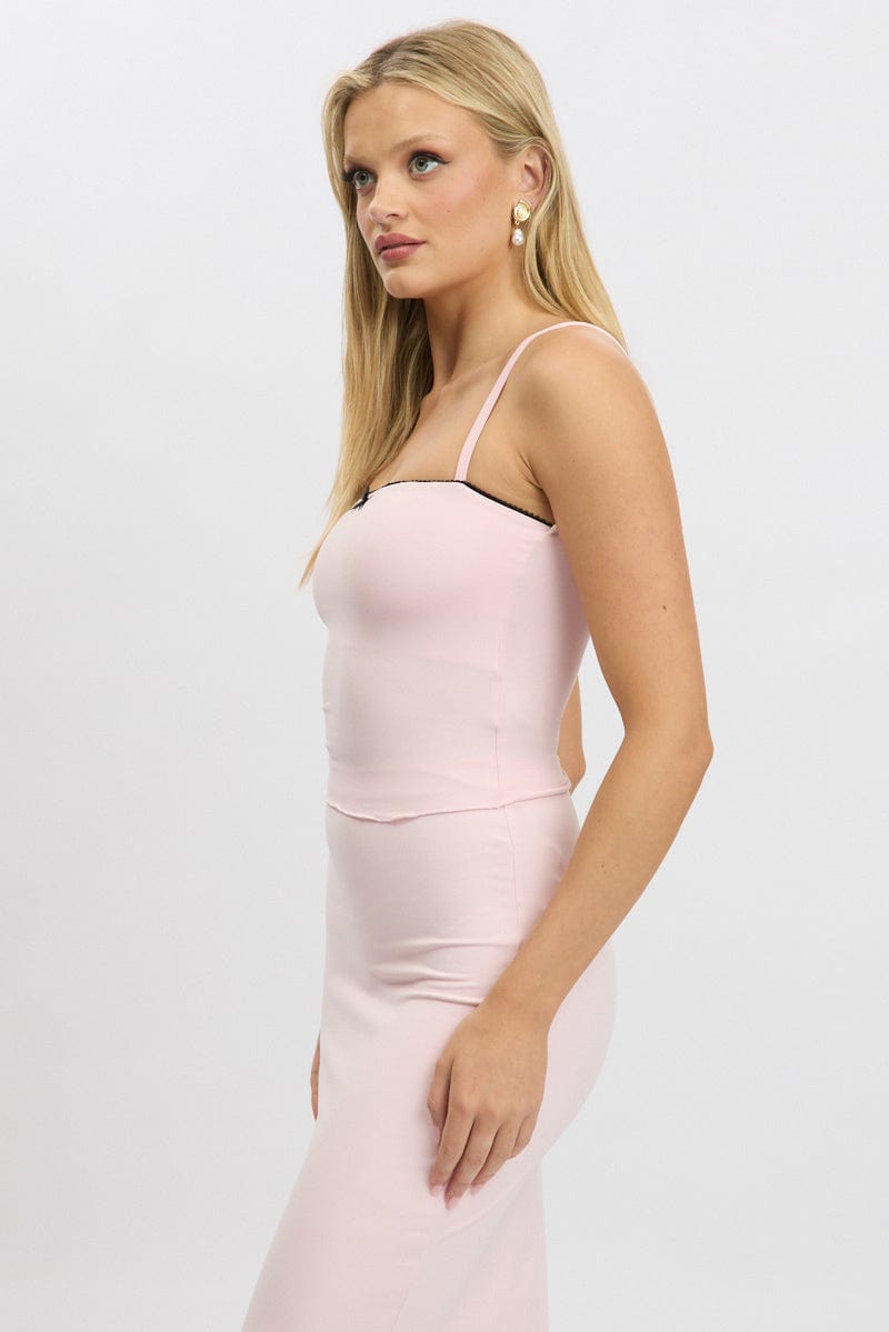 Pink Tank Top Sleeveless Bow