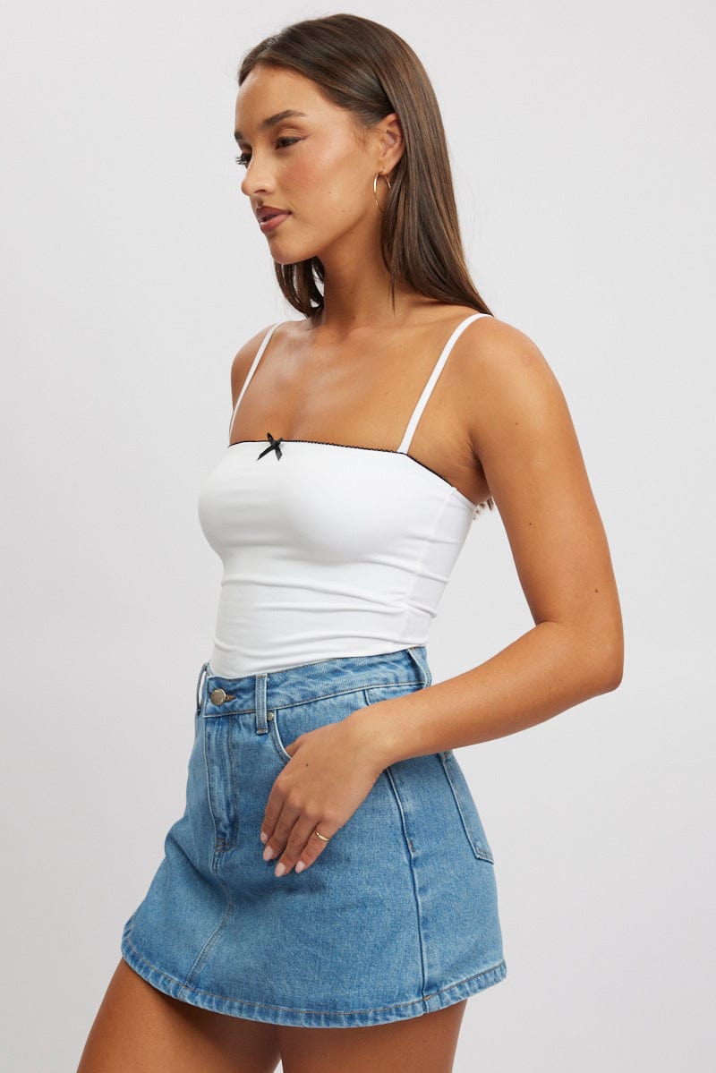 White Tank Top Sleeveless Bow