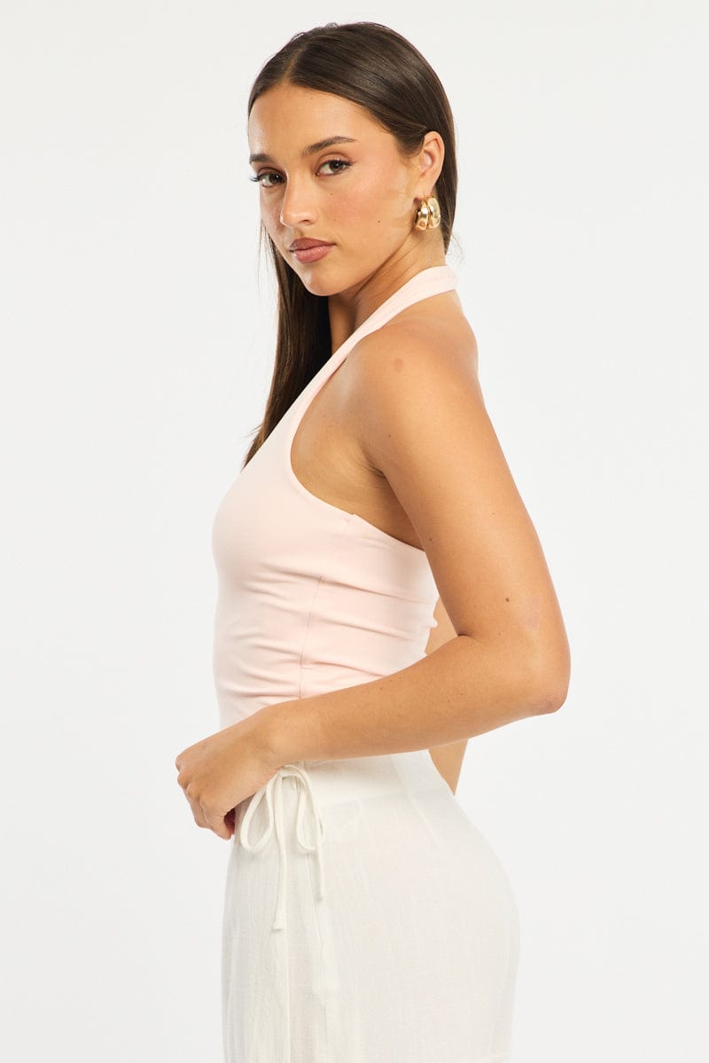 Pink Supersoft Halter Neck Top
