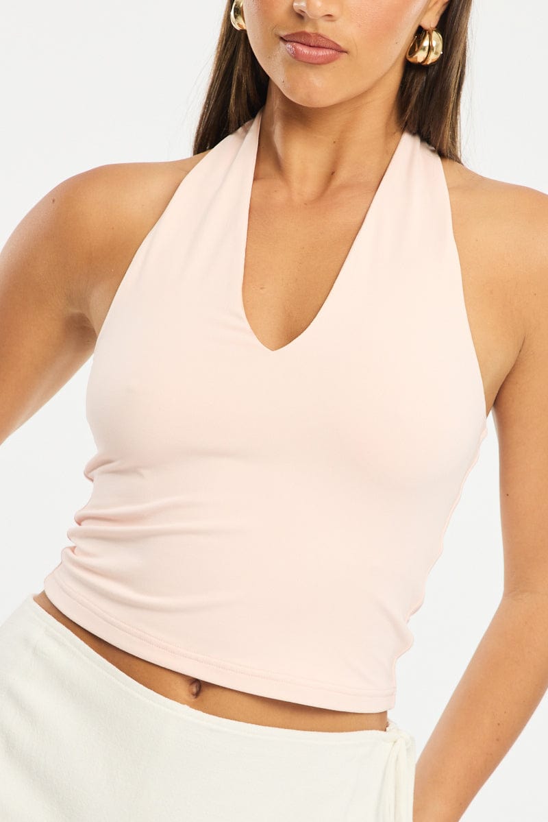 Pink Supersoft Halter Neck Top
