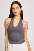Grey Supersoft Halter Neck Top