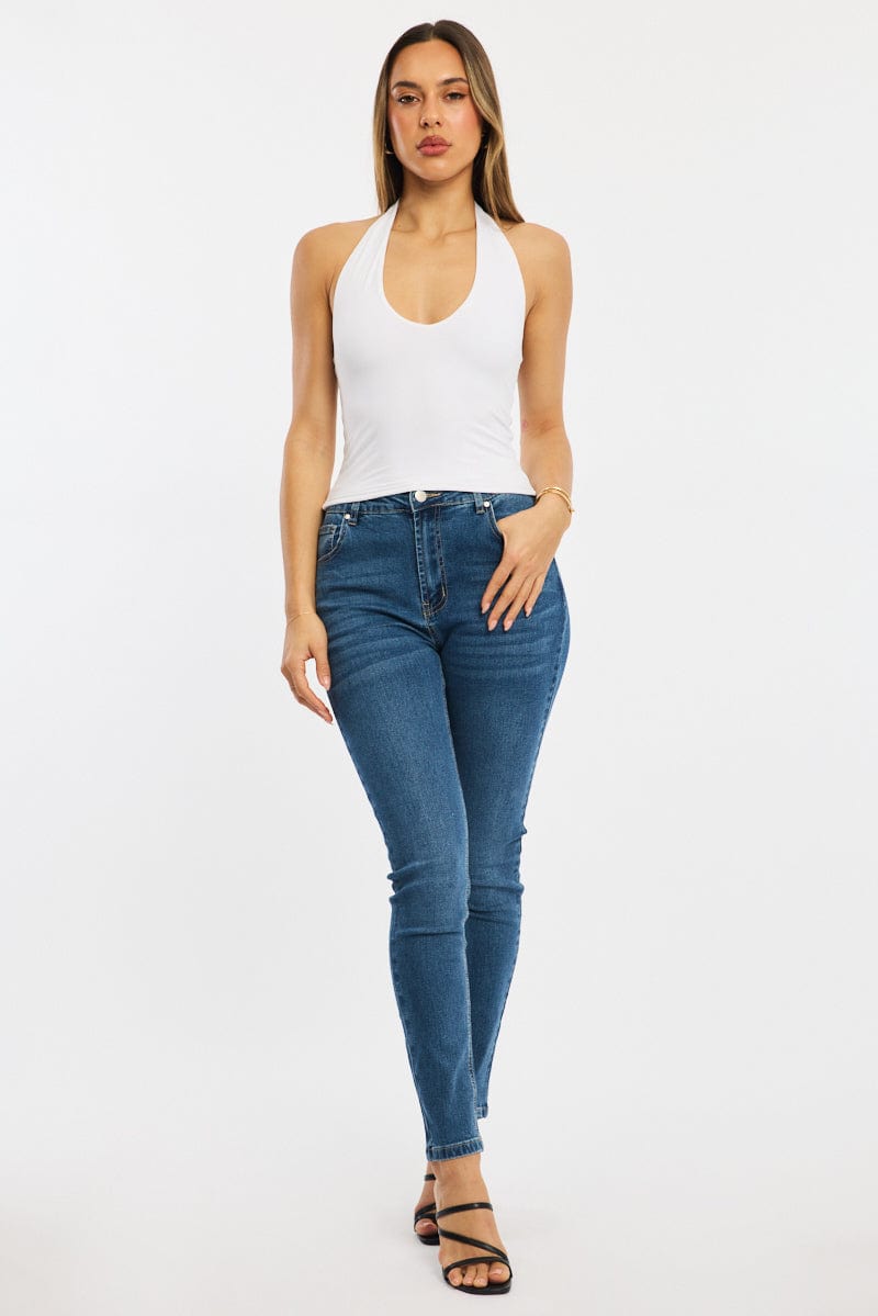 White Supersoft Halter Neck Top