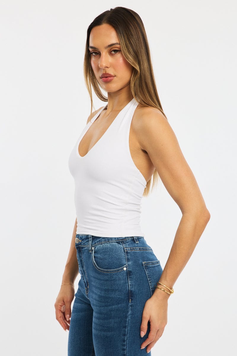 White Supersoft Halter Neck Top