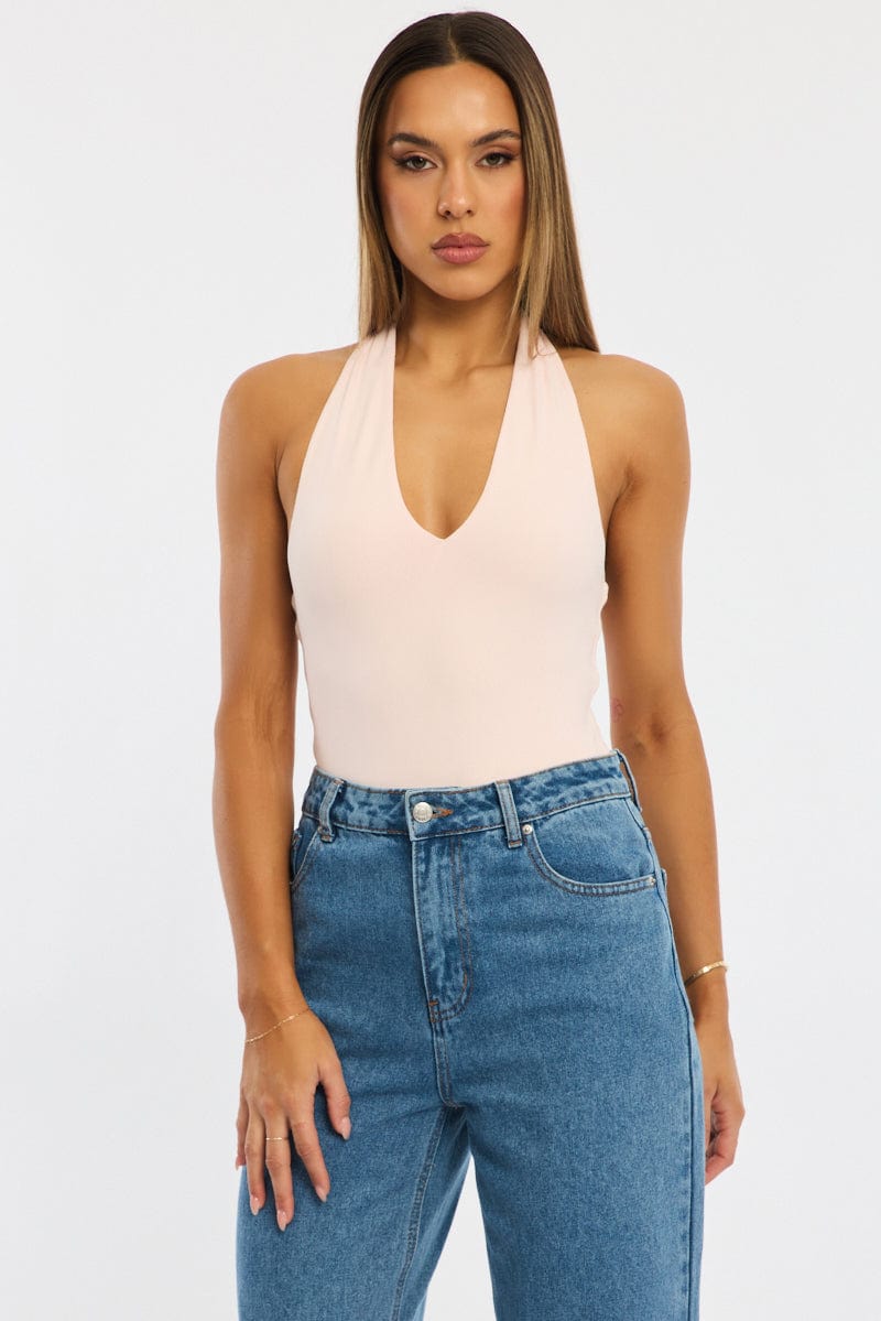 Pink Halter Neck Bodysuit