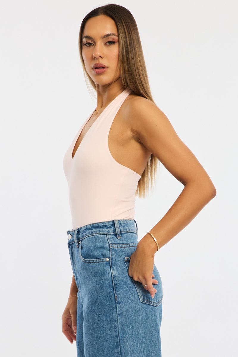 Pink Halter Neck Bodysuit