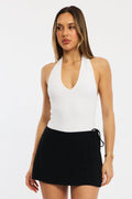White Halter Neck Bodysuit