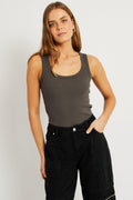 Grey Tank Top Top Contrast Stitch