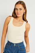 White Tank Top Top Contrast Stitch