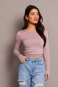 Purple Seamless Top Long Sleeve Side Ruched