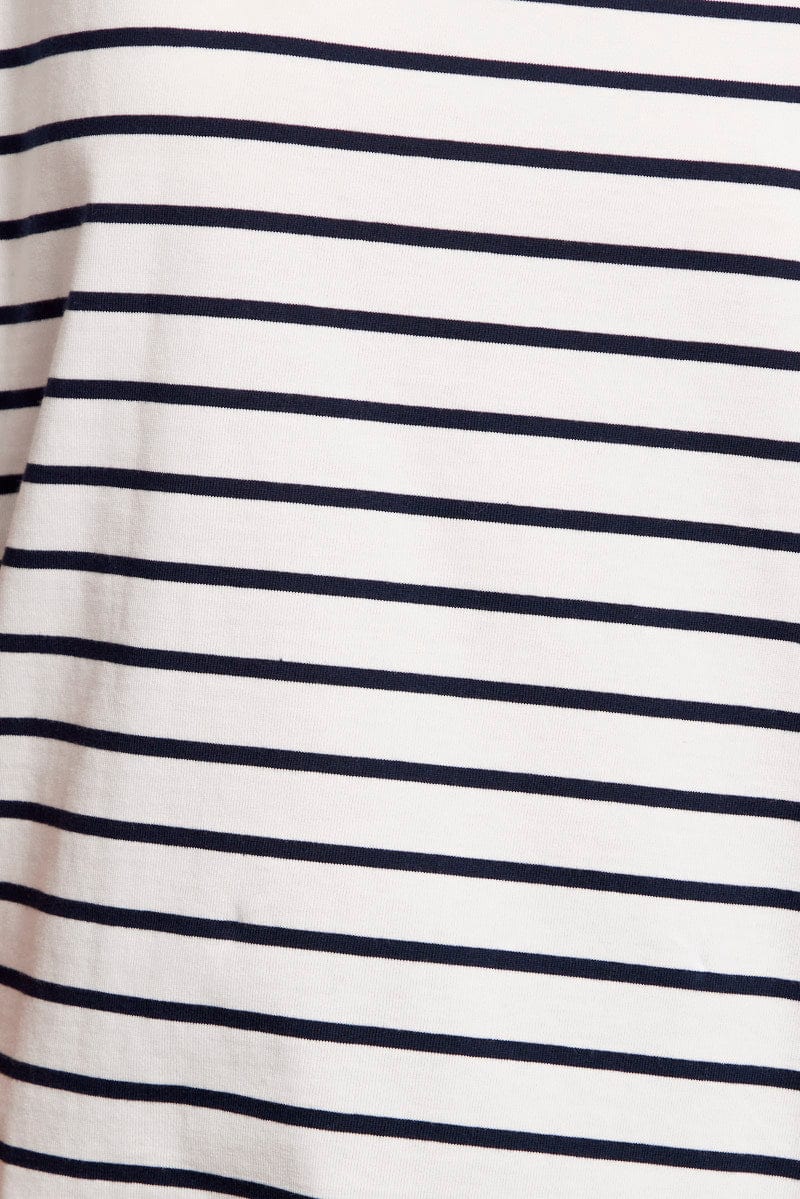 White Stripe Oversized T Shirt Short Sleeve Crew