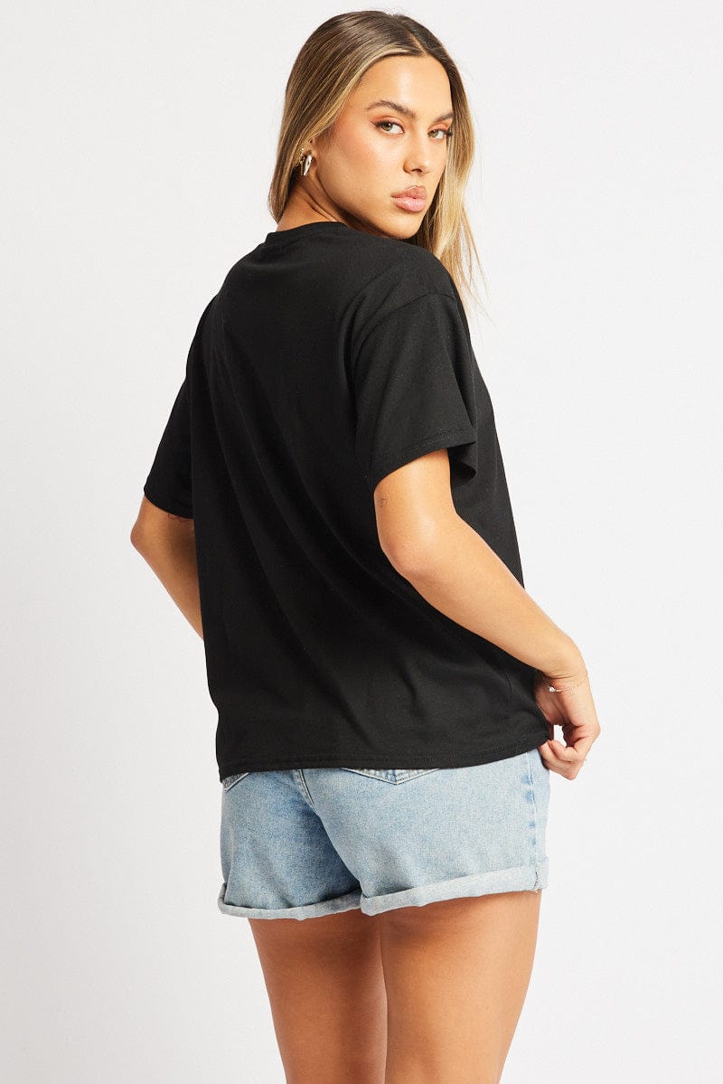Black Oversized T Shirt Short Sleeve Crew Neck
