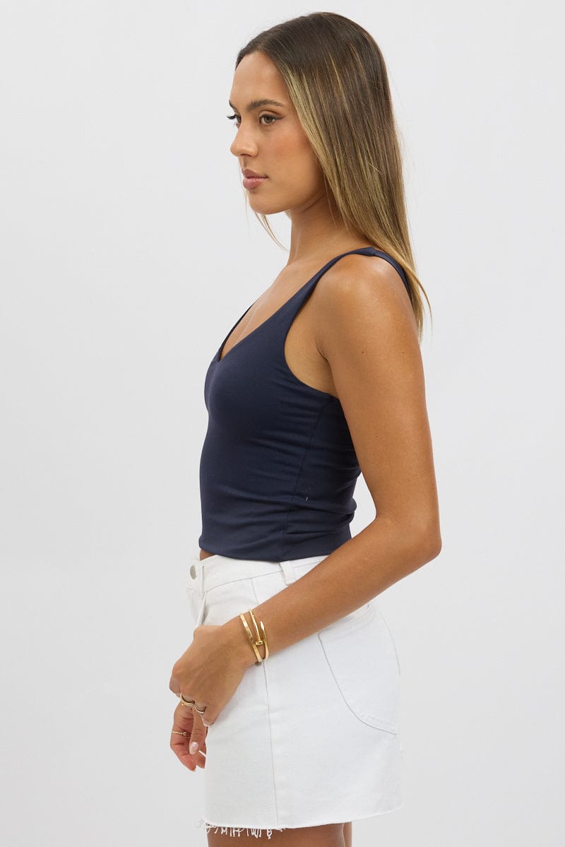 Blue Tank Top V Neck Supersoft
