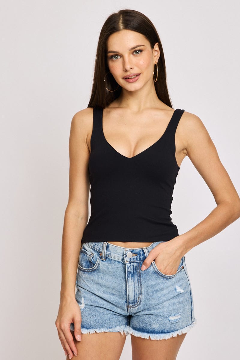 Black Tank Top V-Neck Supersoft