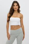 White Bandeau Top Cotton Rib