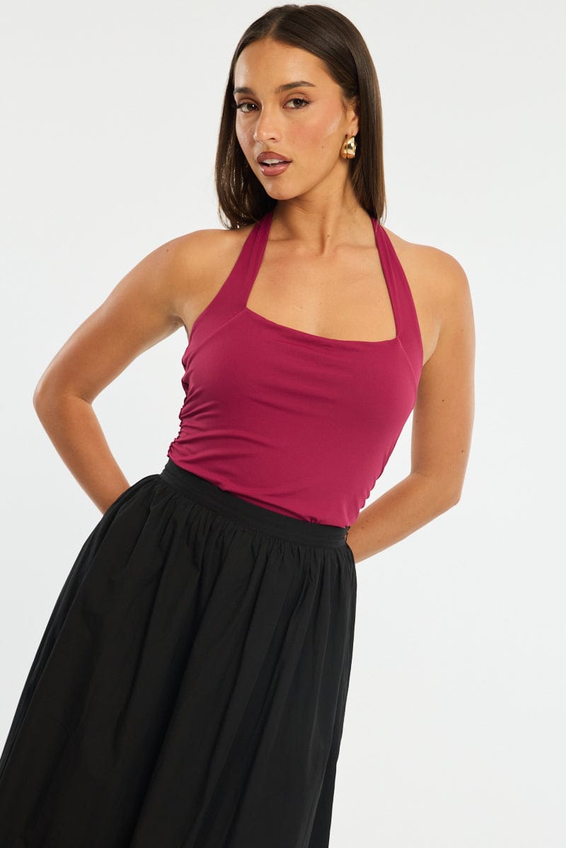 Red Halter Neck Bodysuit