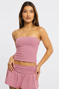 Red Stripe Striped Bandeau Top