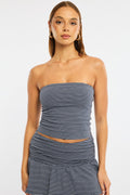 Blue Stripe Striped Bandeau Top