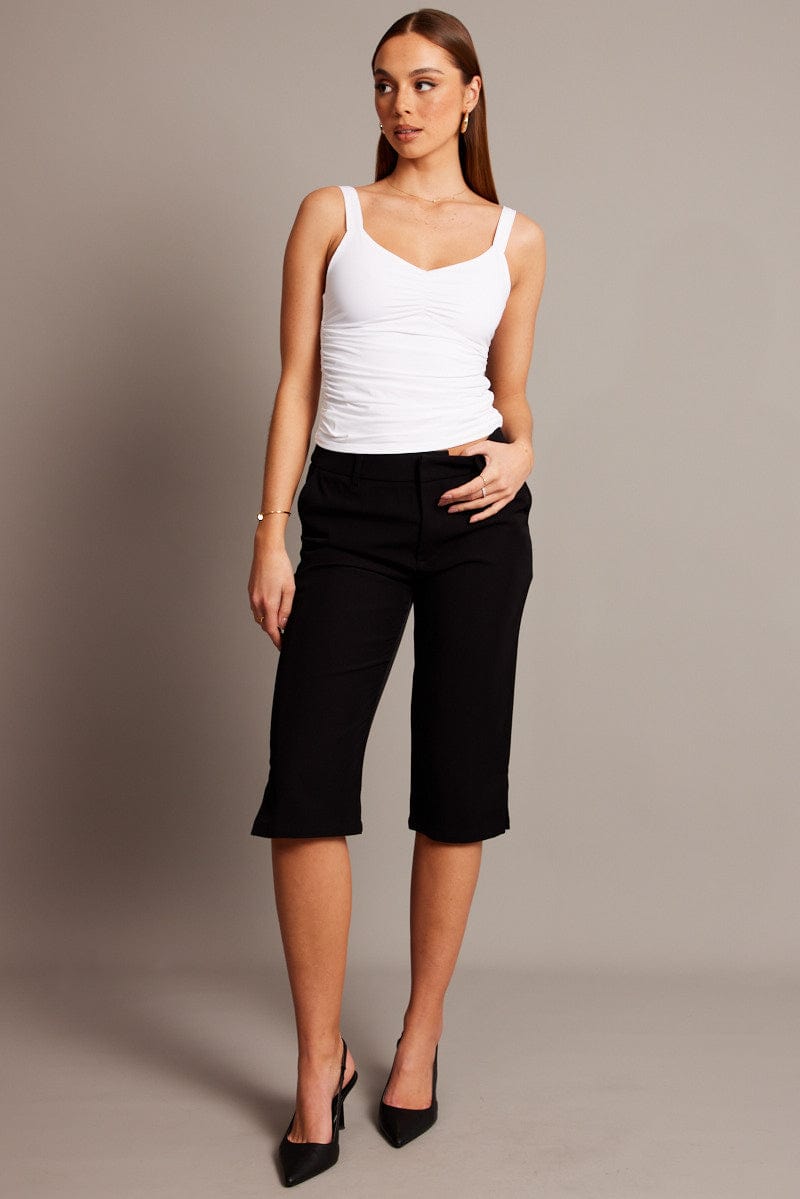 White Sleeveless Tank Square V-Neck