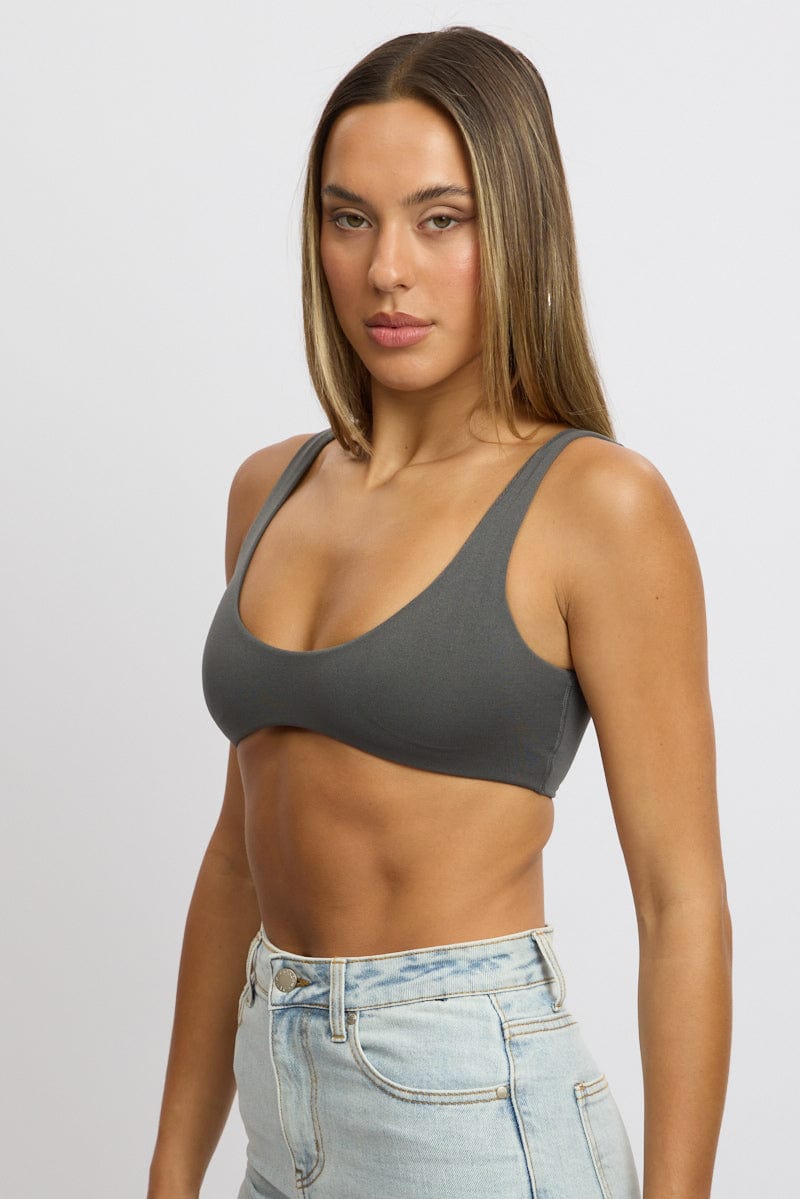Grey Bralette Seamless Cropped