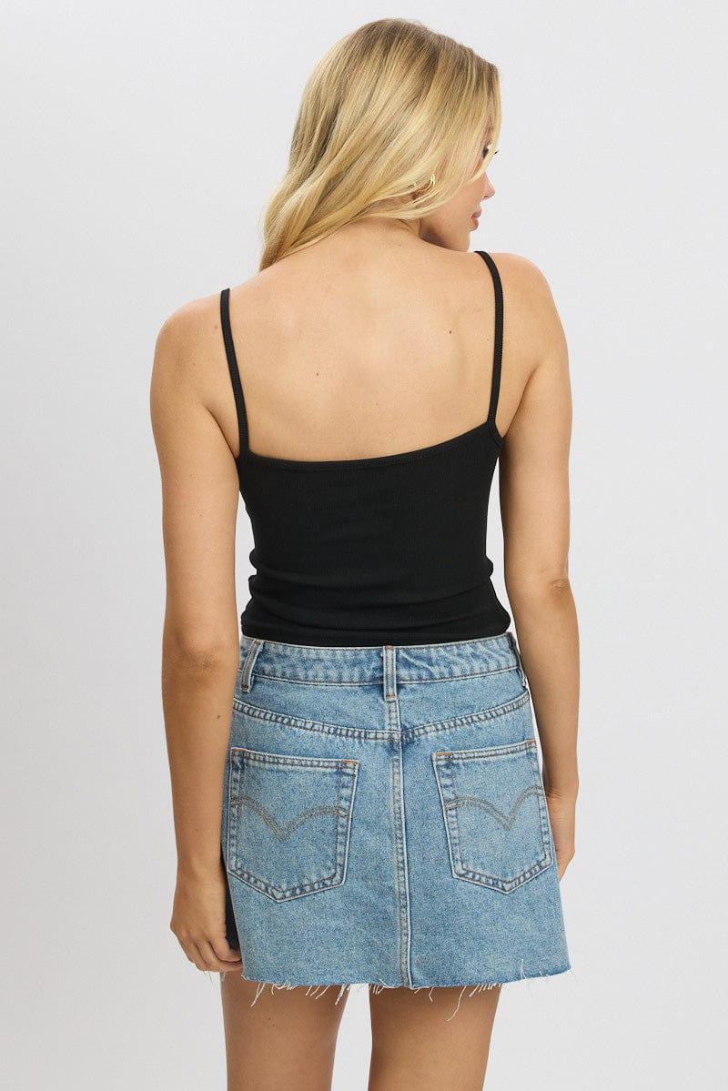 Black Tank Top Top Round Neck