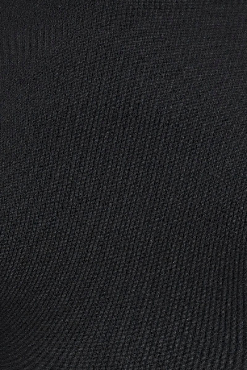 Black Fleece Lined Top Long Sleeve Crew Neck