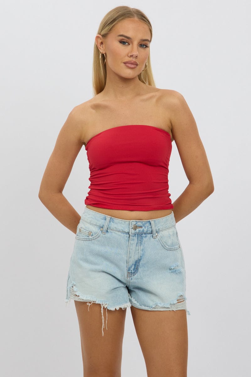 Red Ruched Bandeau Supersoft