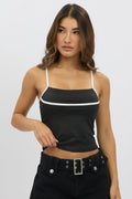 Black Tank Top Top Contrast Piping