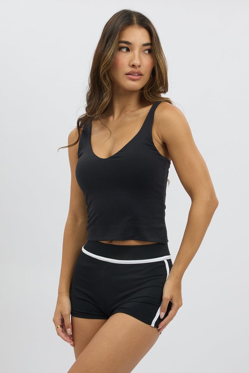 Black Binding Biker Short