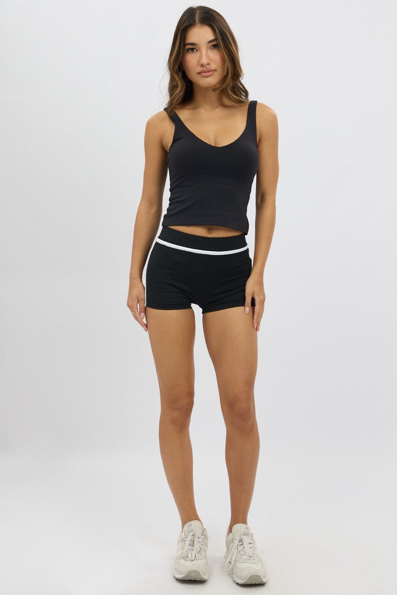 Black Binding Biker Short