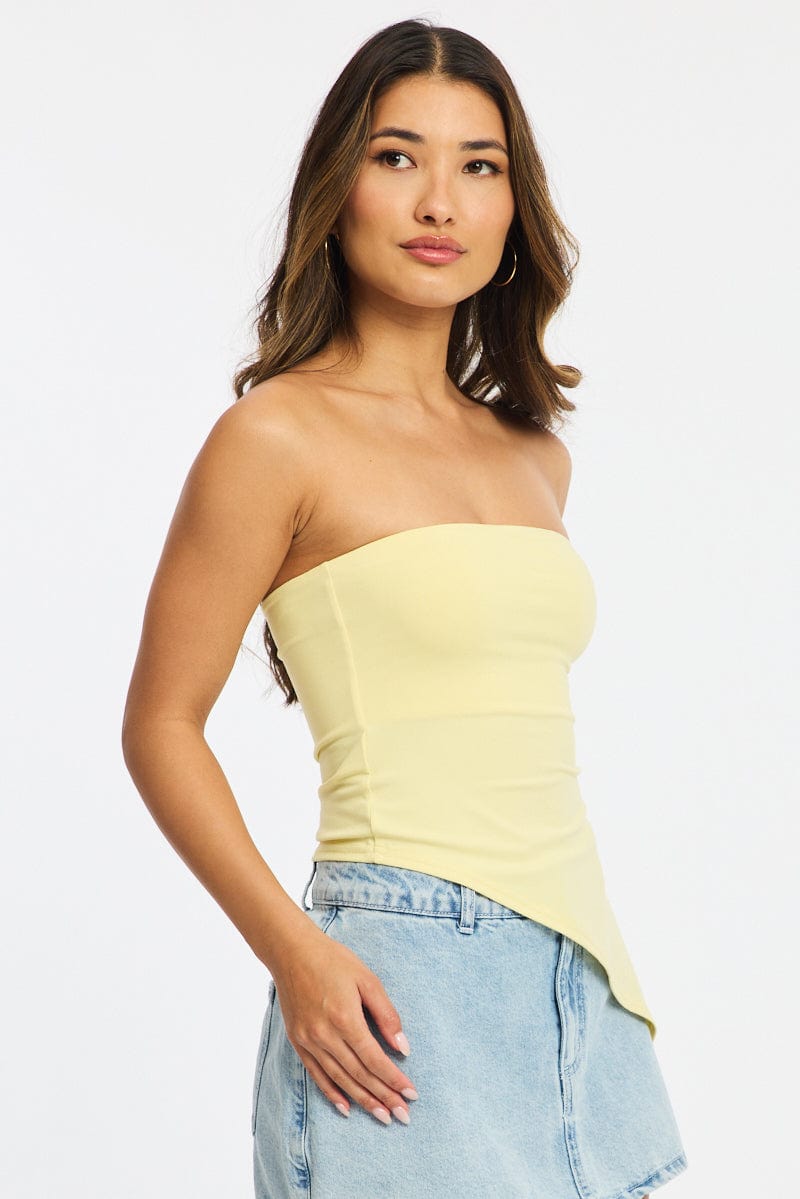 Yellow Bandeau Top Asymmetric Hem