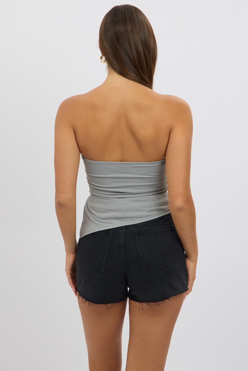 Grey Supersoft Asymmetric Top Strapless