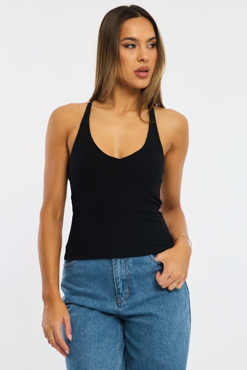 Black V-Neck Top
