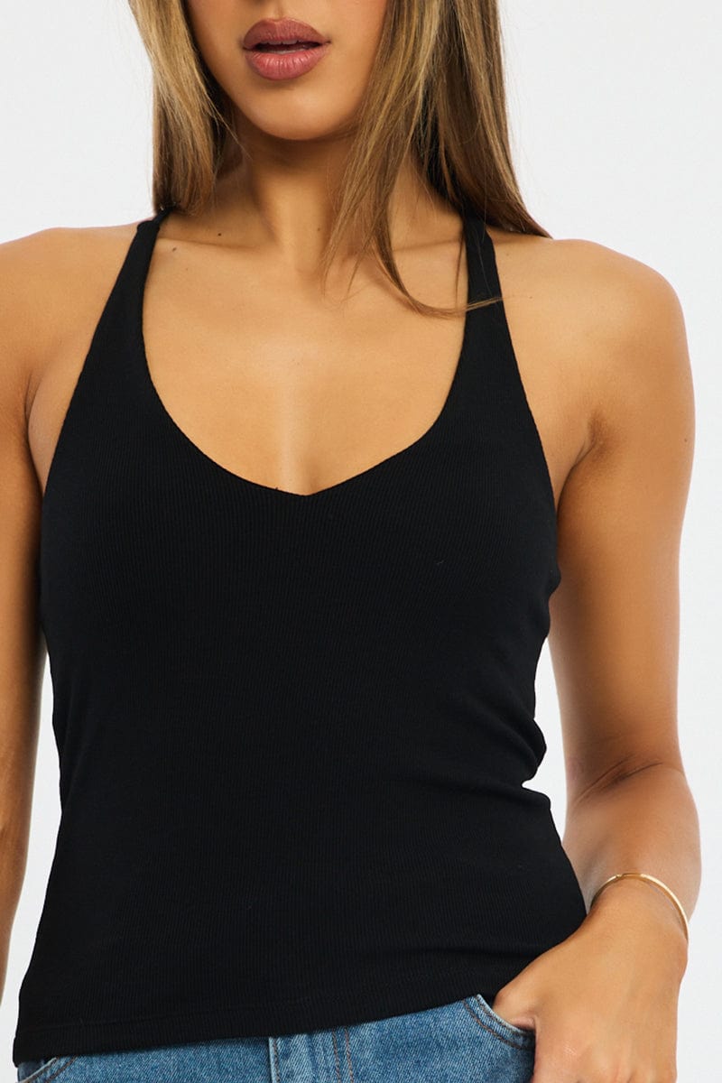 Black V-Neck Top