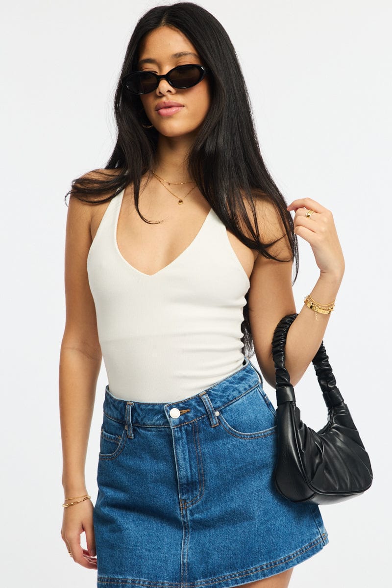White V-Neck Top