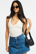 White V-Neck Top
