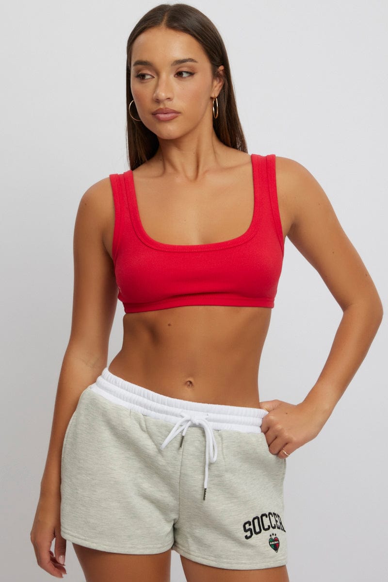 Red Bralette Rib Jersey
