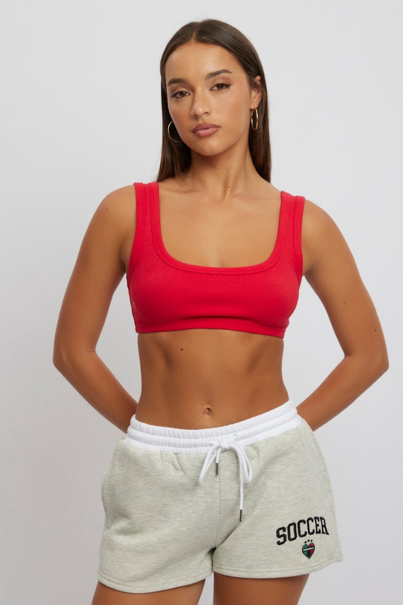 Red Bralette Rib Jersey
